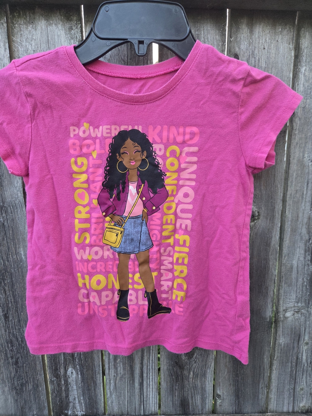 Childrens Place Girls' Pink Graphic Tee with Confident Character Design